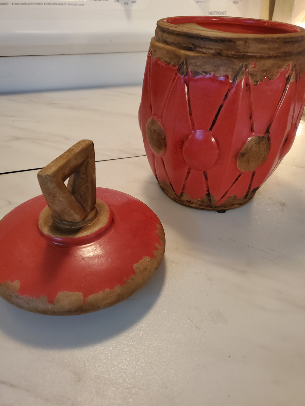 Red Decorative Ceramic Jar,pottery with Lid - Unbranded